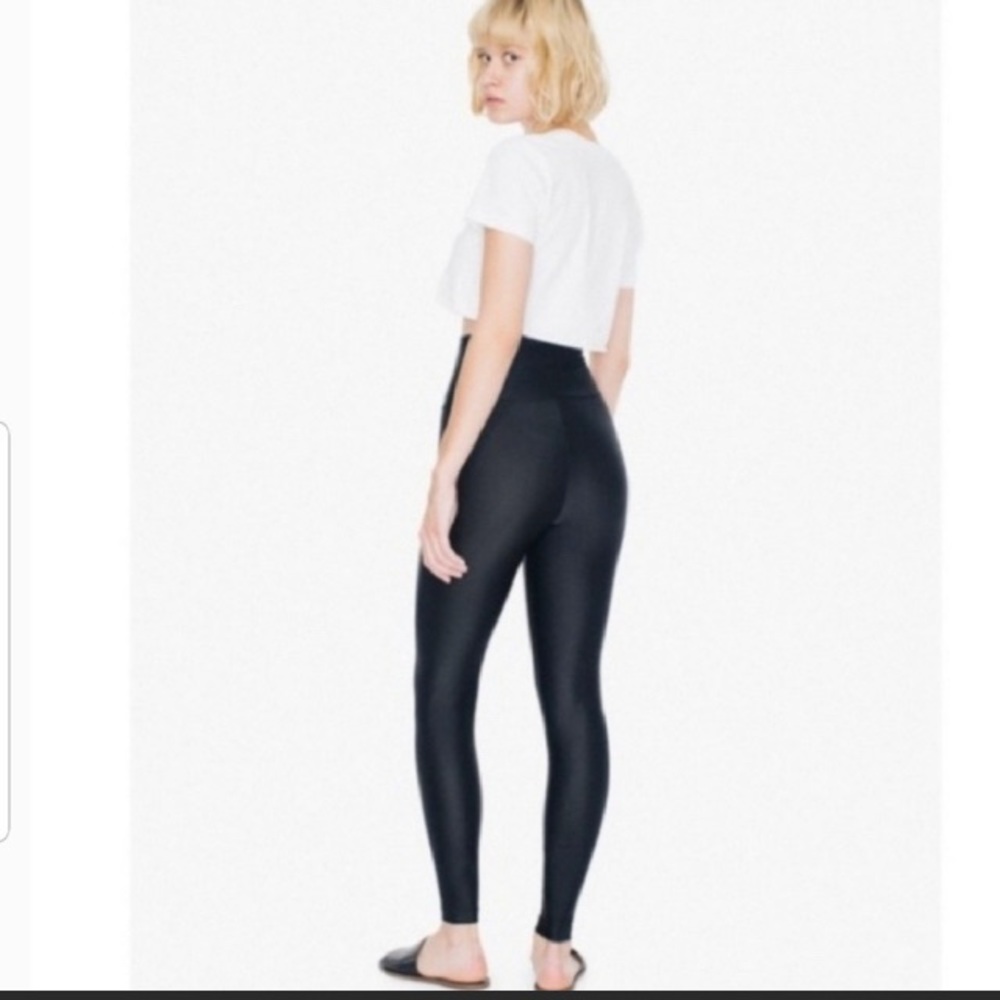 American Apparel Black High Waisted Liquid Leggings Small